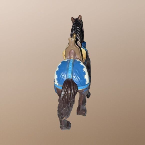 2005 Papo Fantasy Medieval Knight Horse PVC Figure Brown Blue Silver B14 - Picture 6 of 7